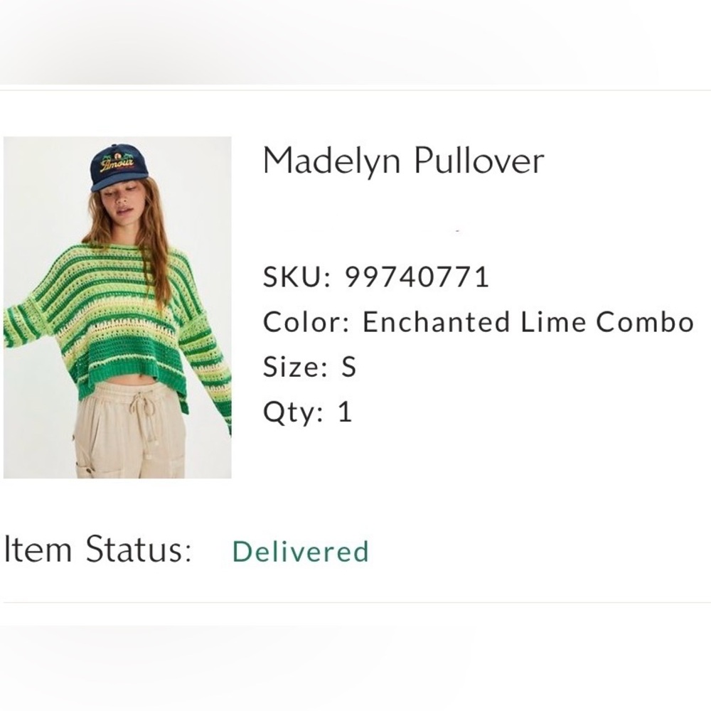 Free People Madelyn Pullover - Enchanted Lime Combo